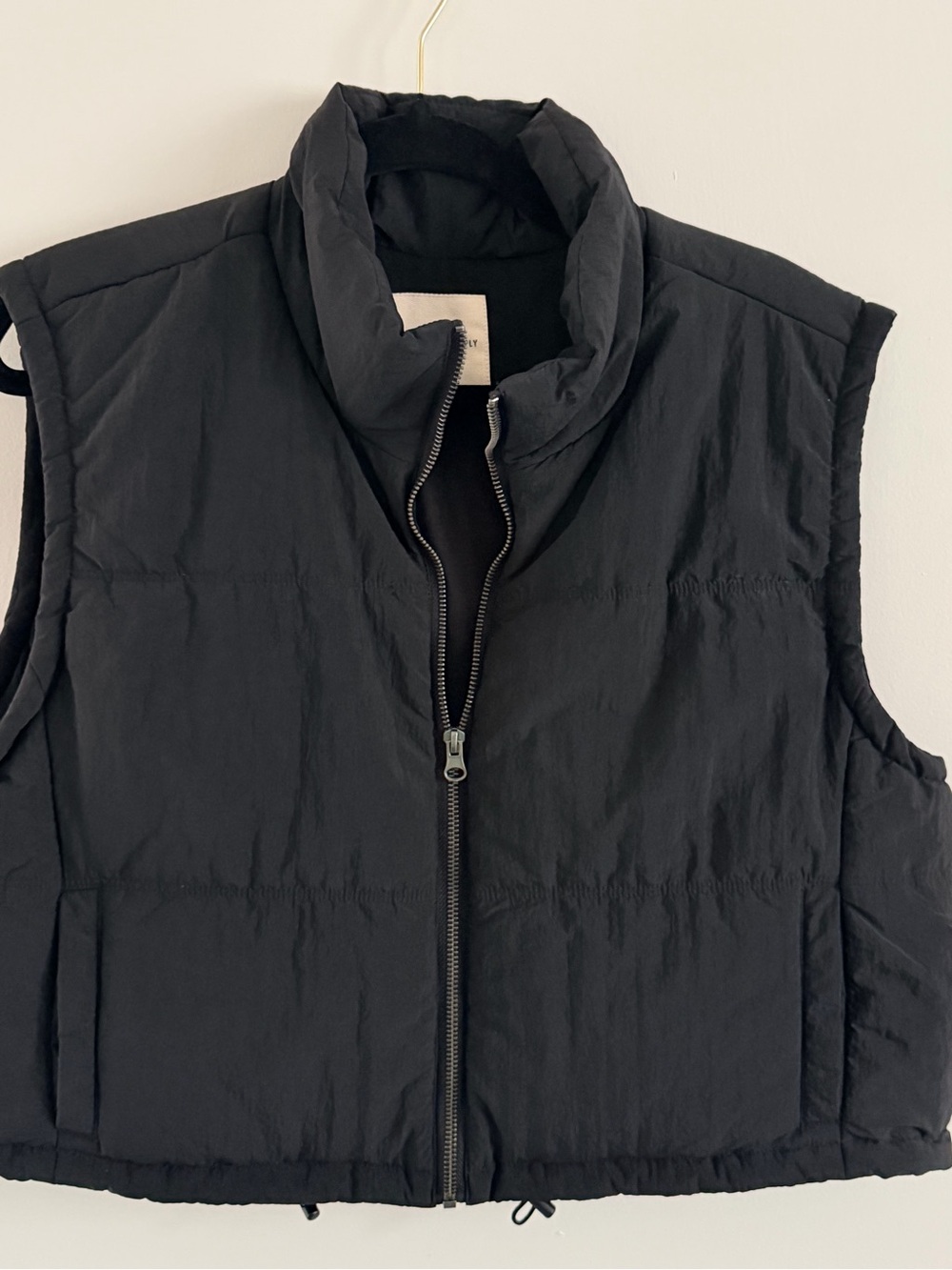Thread & Supply Black Quilted Puffer Vest with High Collar
